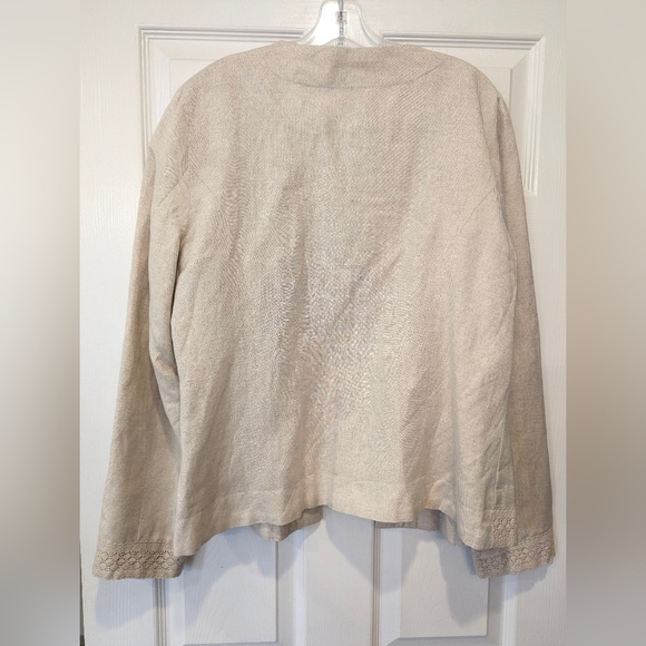 Dressbarn Women's Embroidered beige neutral linen bland Jacket Blazer size XL - Picture 2 of 7